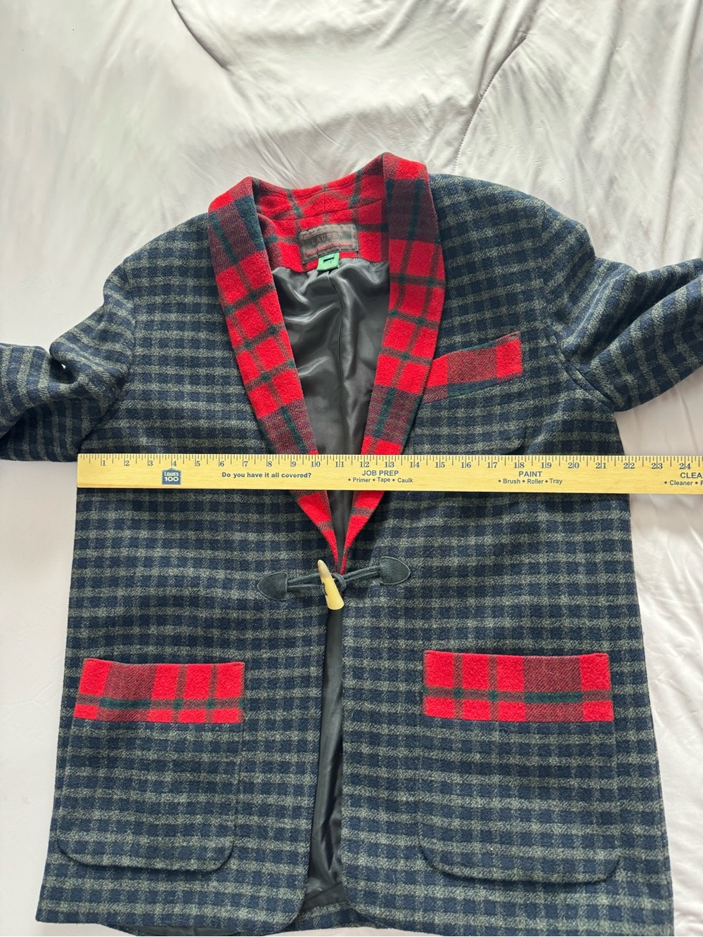 Lauren Ralph Lauren Authentic Dry Goods Vintage Wool Plaid Blazer large 1990s - Picture 7 of 15